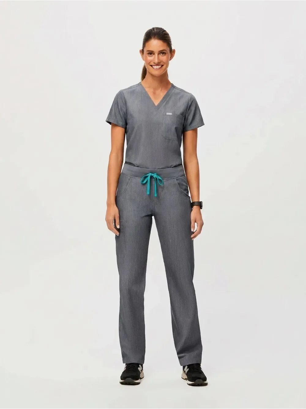 Figs Catarina Graphite Heather Gray Scrub Top Shirt Size XS